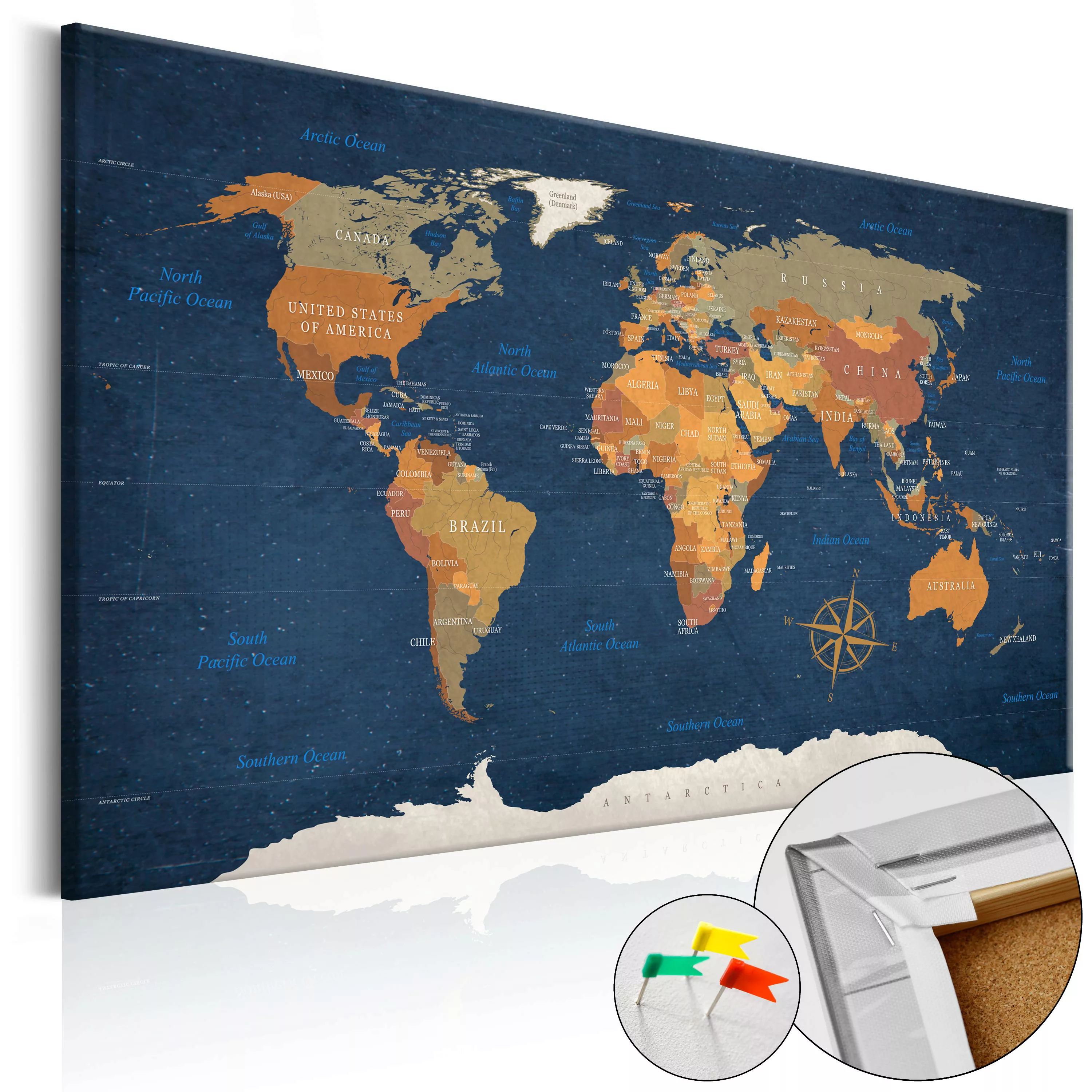 Korkbild - Ink Oceans [cork Map] günstig online kaufen