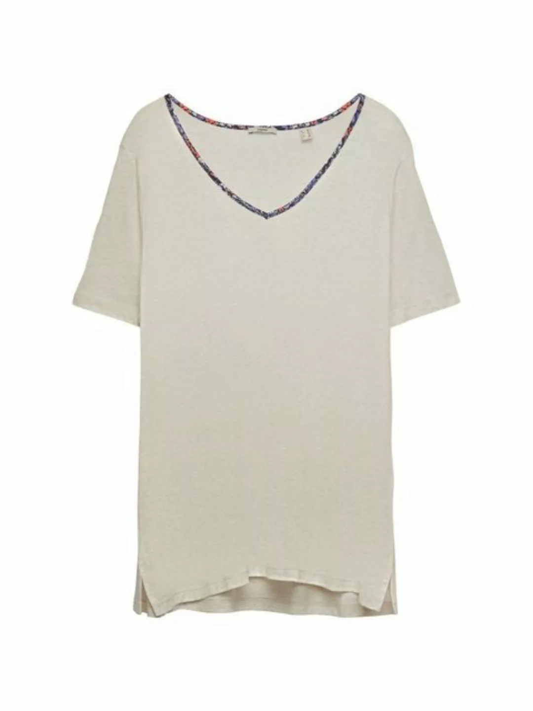 Esprit T-Shirt T-Shirt mit floraler Paspelierung, TENCEL™ (1-tlg) günstig online kaufen
