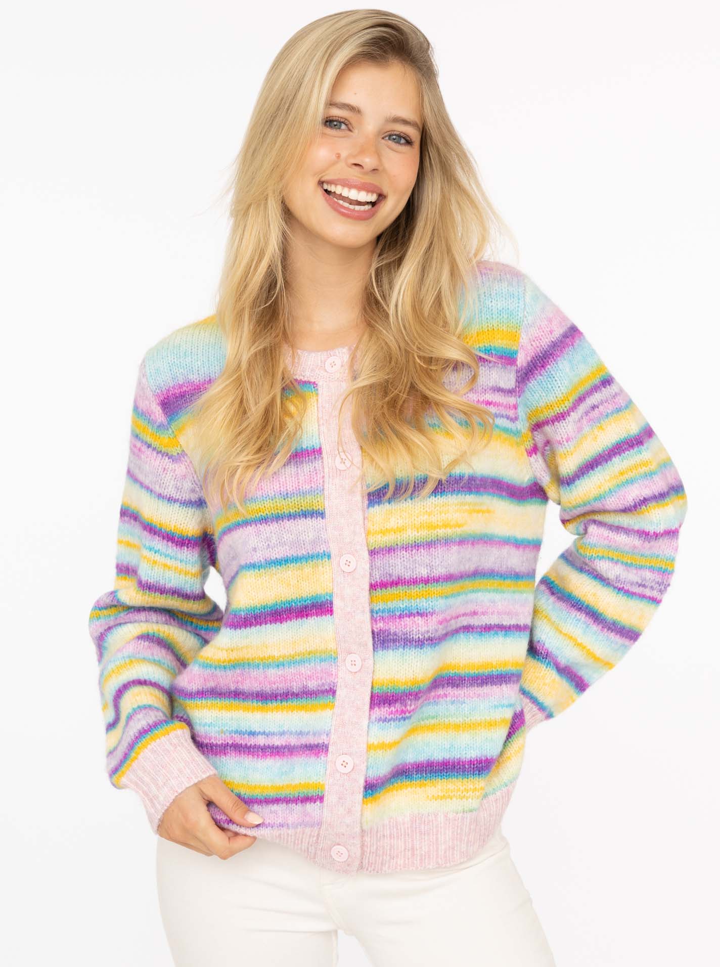 Zwillingsherz Strickjacke ""Kleine Streifen"", mit Knöpfen und Wollanteil günstig online kaufen