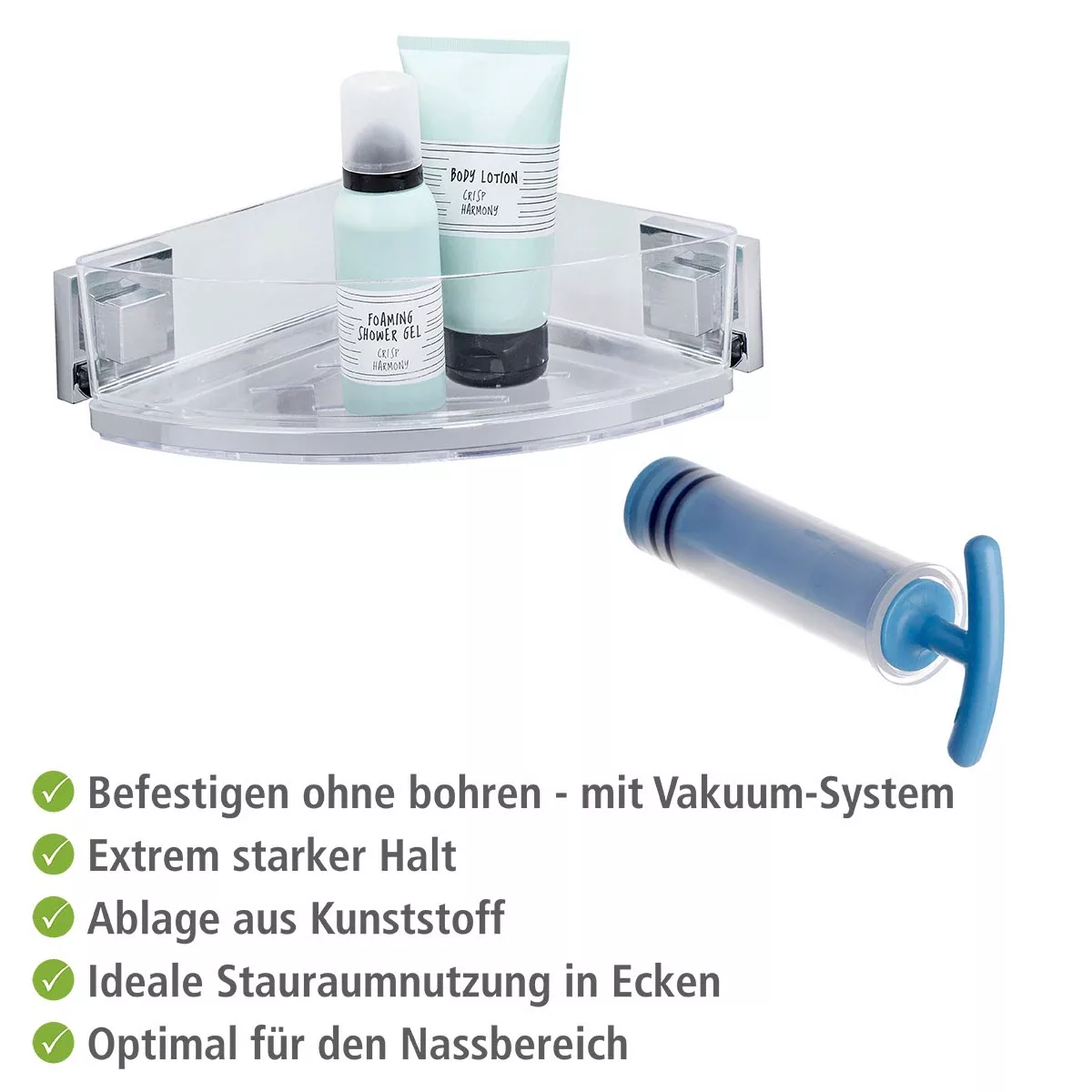 WENKO Vacuum-Loc® Eckablage Quadro Edelstahl, Befestigen ohne bohren silber günstig online kaufen