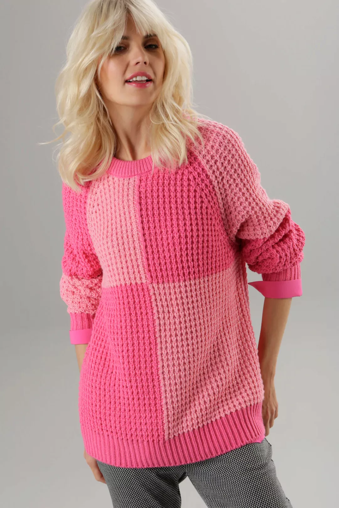 Aniston SELECTED Strickpullover, mit modischem Flächenteiler günstig online kaufen