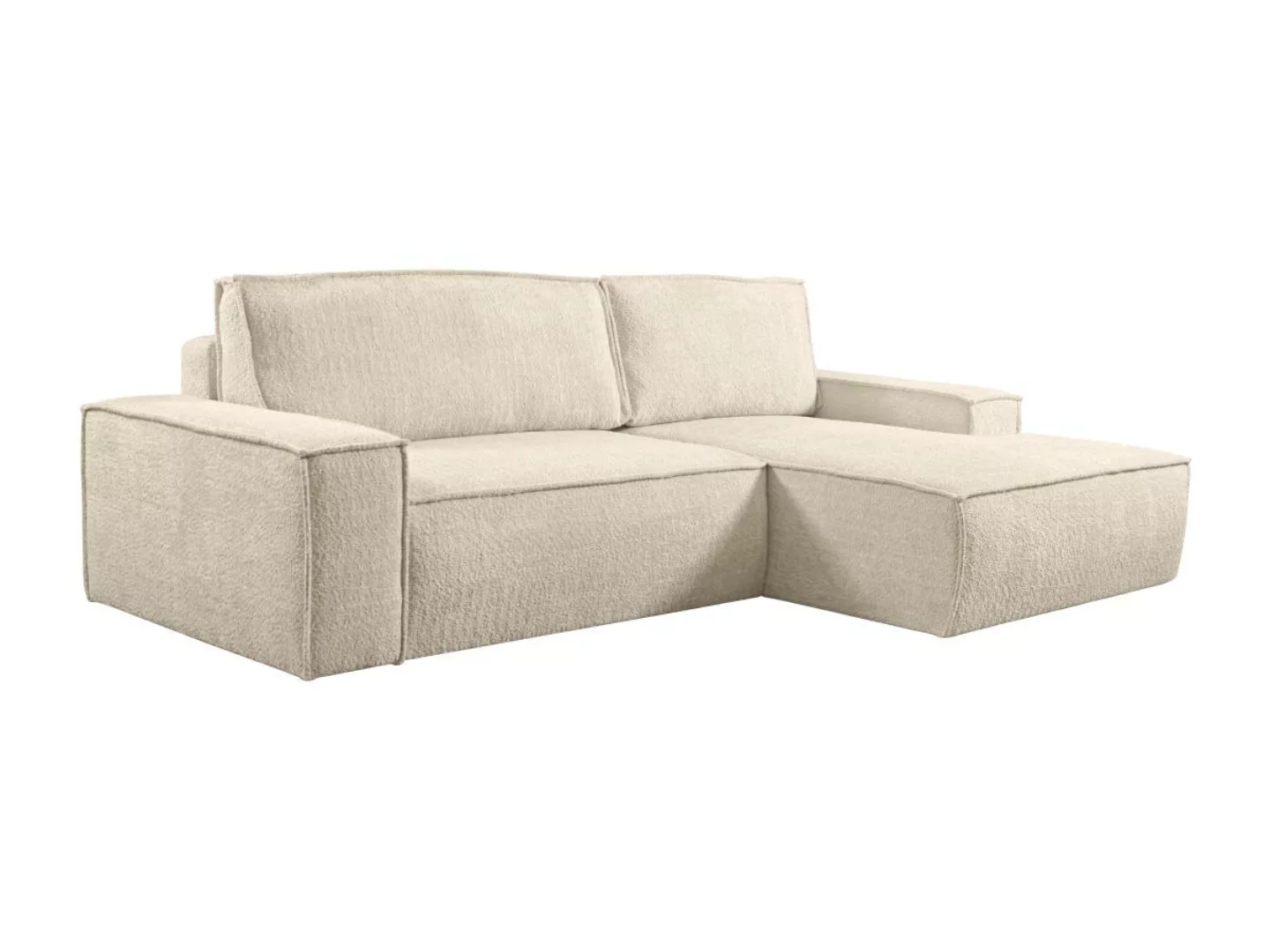 Ecksofa mit Schlaffunktion - Bouclé-Stoff - Beige - Ecke Rechts - AMELIA vo günstig online kaufen