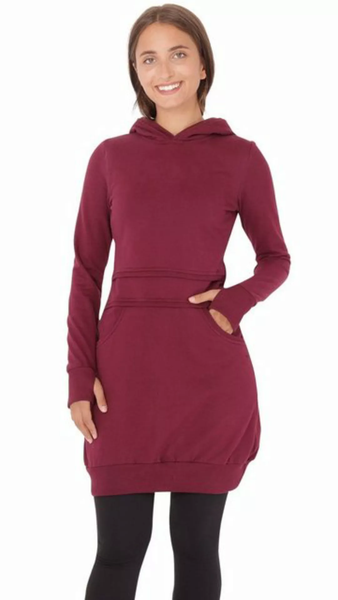 PUREWONDER Sweatkleid Kapuzenpullover-Kleid dr19 einfarbiges Hoodie-Kleid günstig online kaufen
