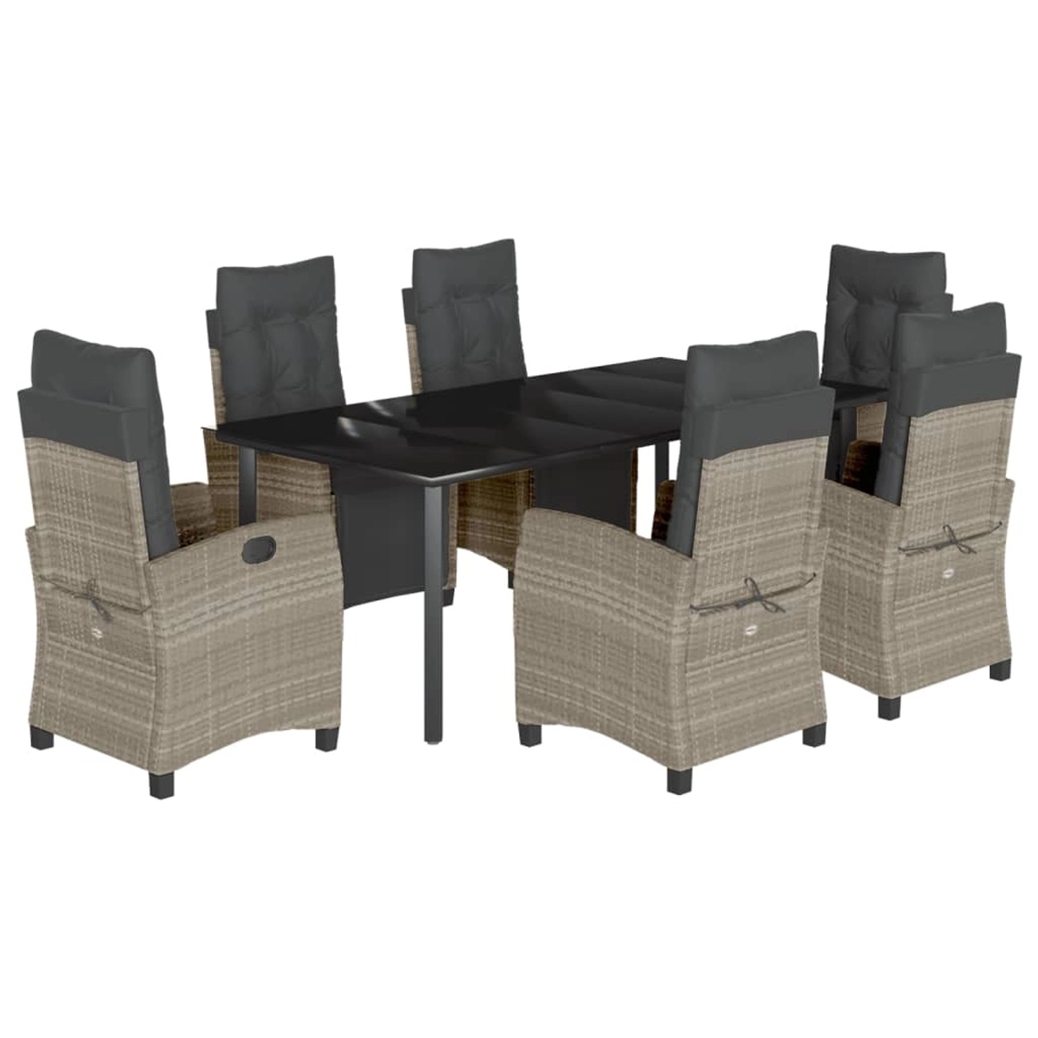 vidaXL 7-Tlg Garten-Essgruppe mit Kissen Hellgrau Poly Rattan 3213042 günstig online kaufen