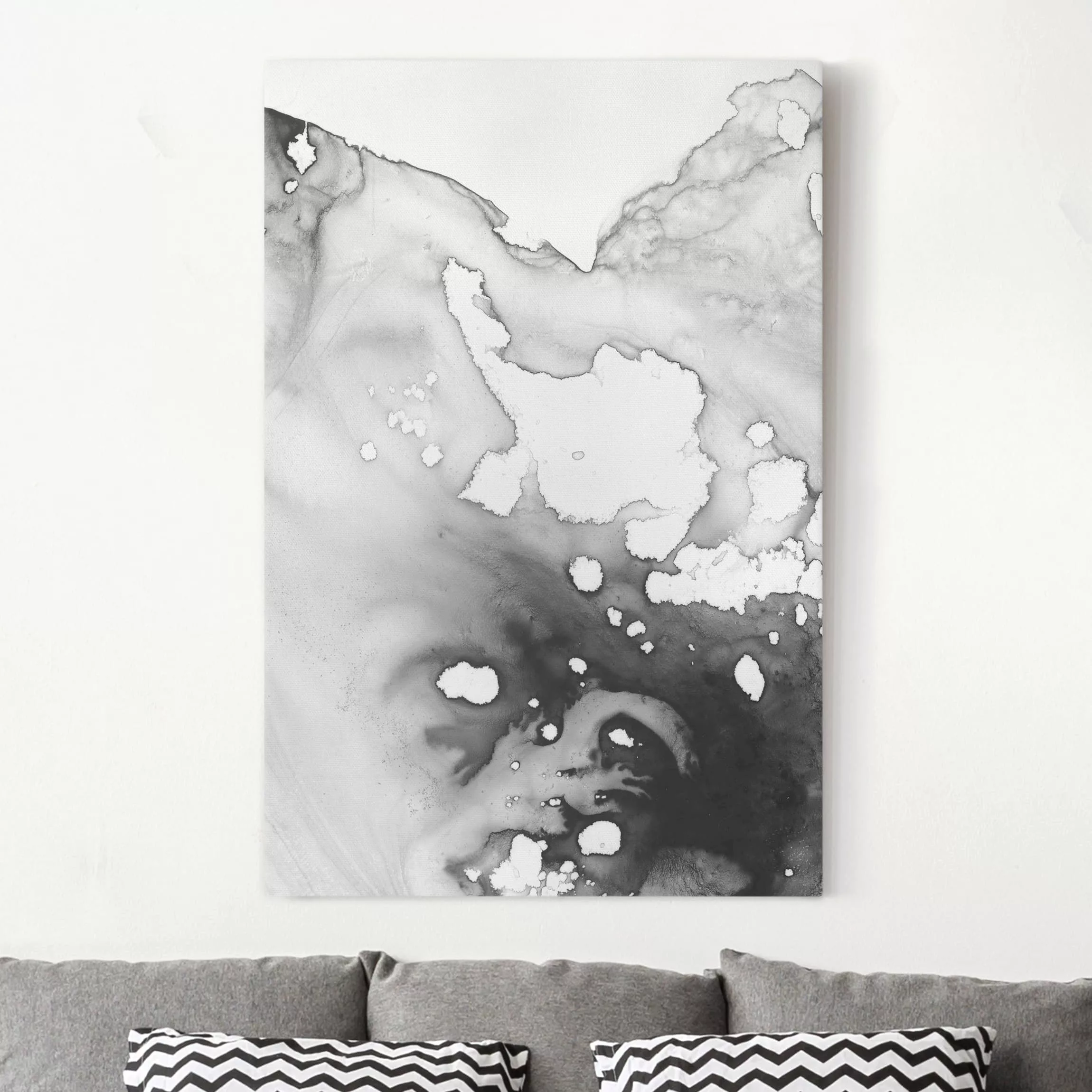 Leinwandbild Abstrakt - Hochformat Dunst und Wasser III günstig online kaufen