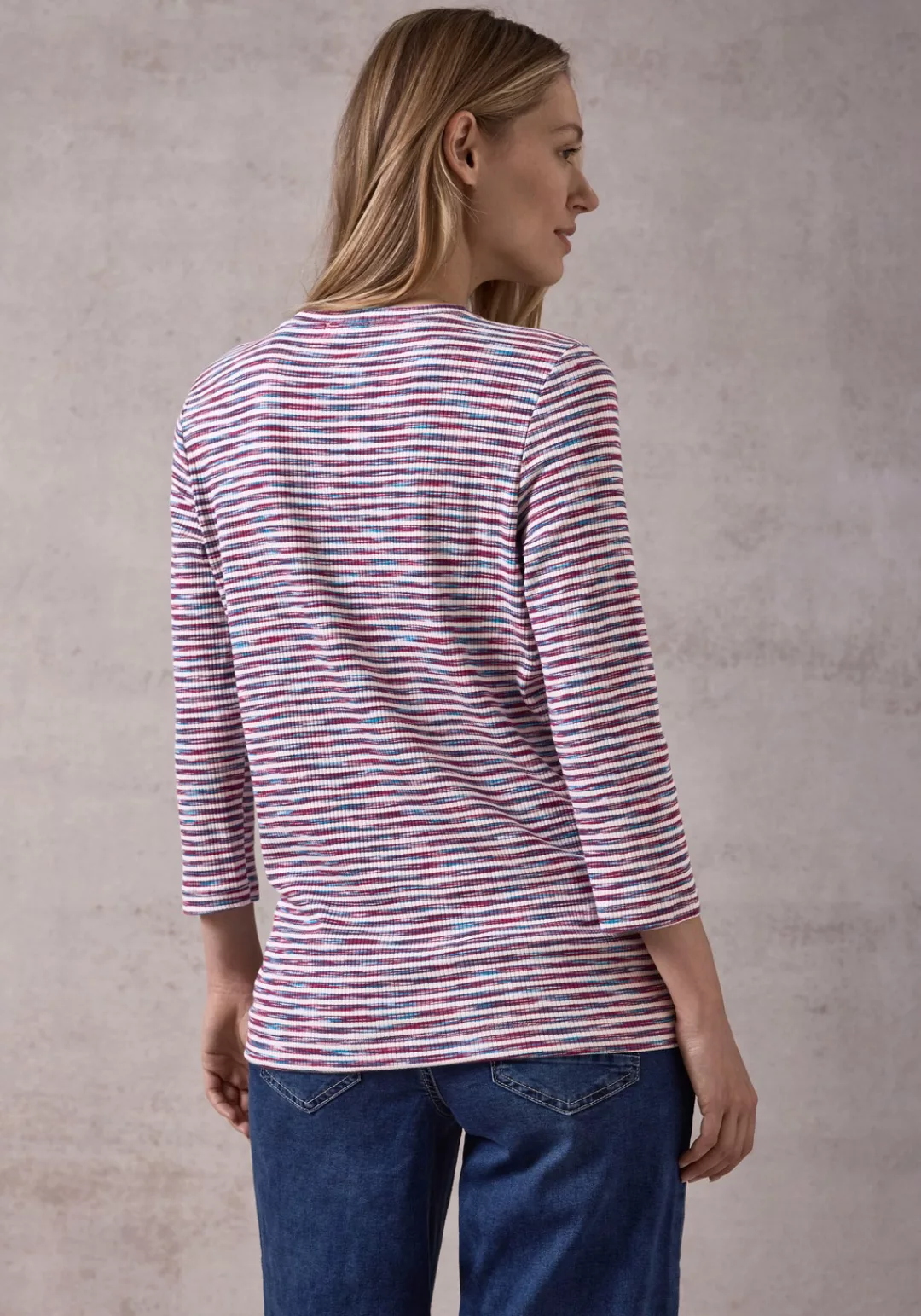 Cecil 3/4-Arm-Shirt Cecil Geripptes Streifenshirt in Multicolor Pink (1-tlg günstig online kaufen