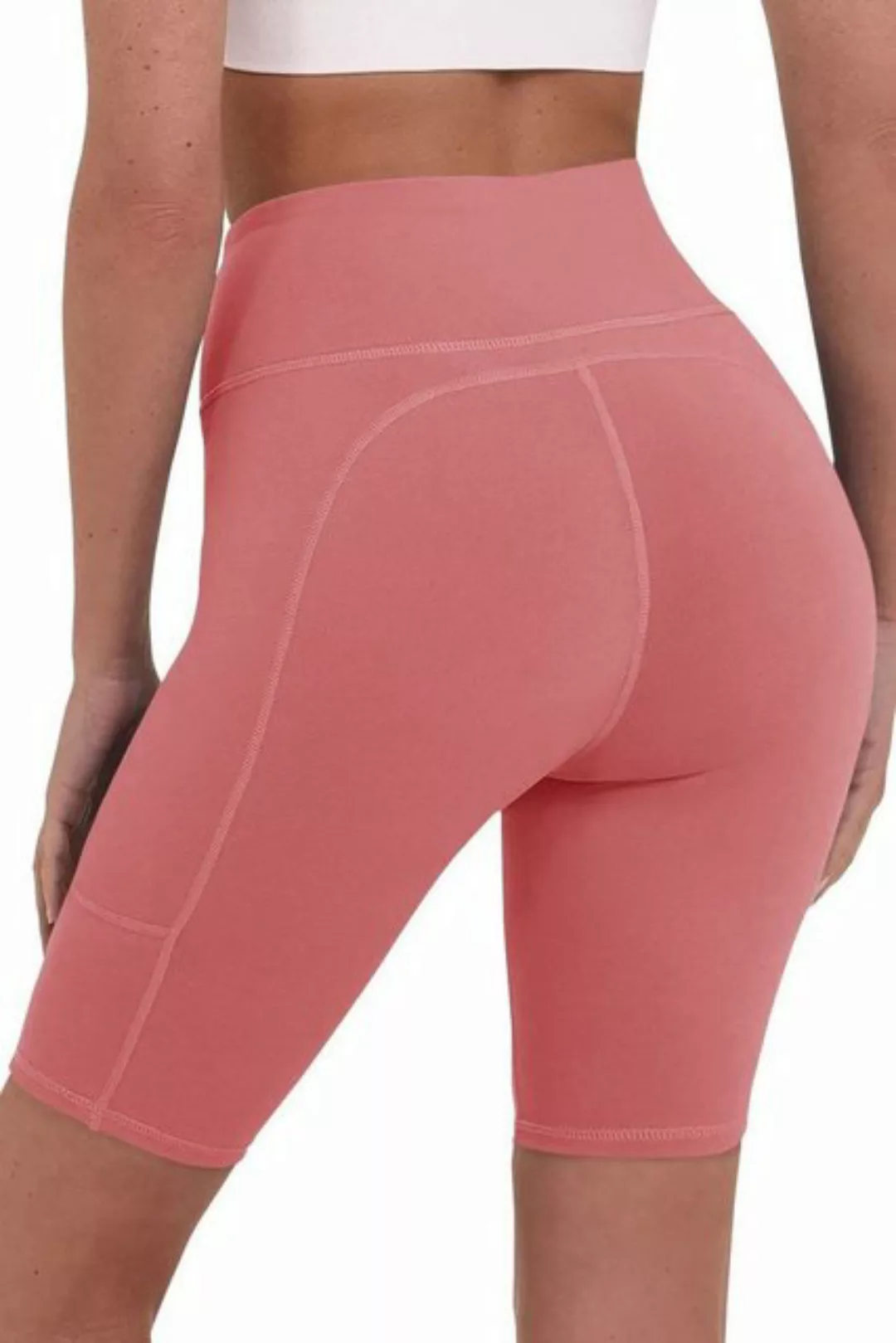 TCA 3/4-Hose TCA Damen Yoga-Shorts hohe Taille mit Handytasche - Dunkelpink günstig online kaufen