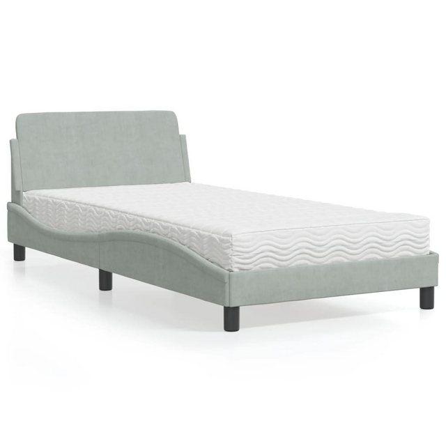 vidaXL Bett Bett mit Matratze Hellgrau 100x200 cm Samt günstig online kaufen