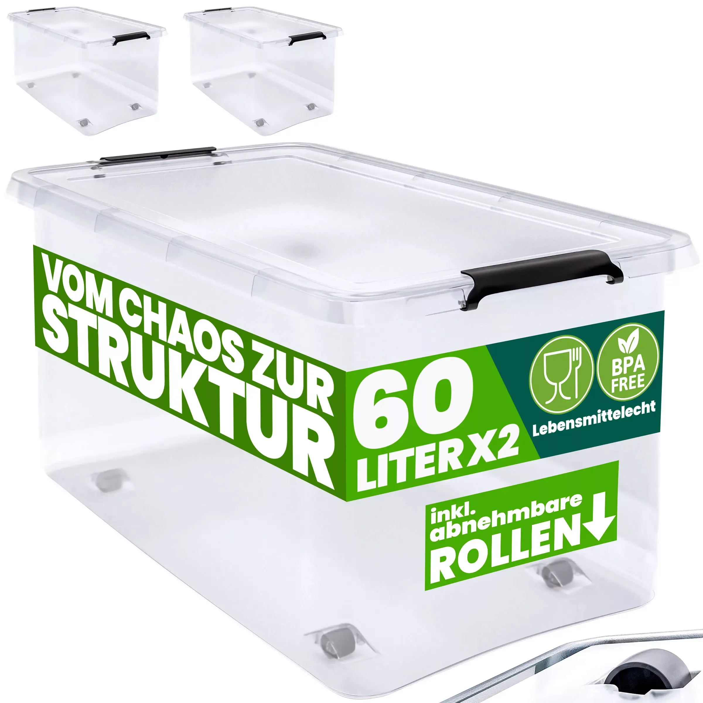 Aufbewahrungsbox 2er-Set Transparent 60x40x35cm 60L günstig online kaufen