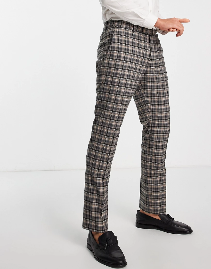 Harry Brown – Karierte Anzughose mit schmalem Schnitt-Grau günstig online kaufen