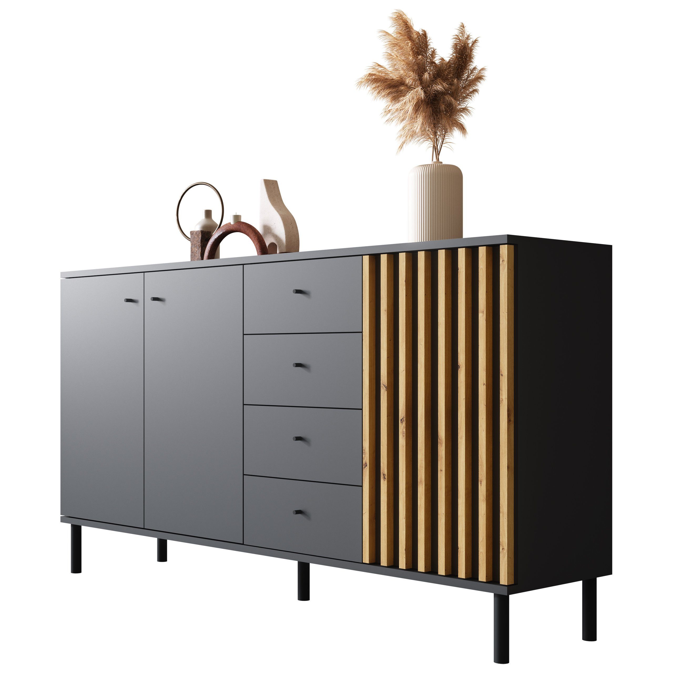 Newroom Sideboard Ebono, Schwarz Sideboard Modern günstig online kaufen