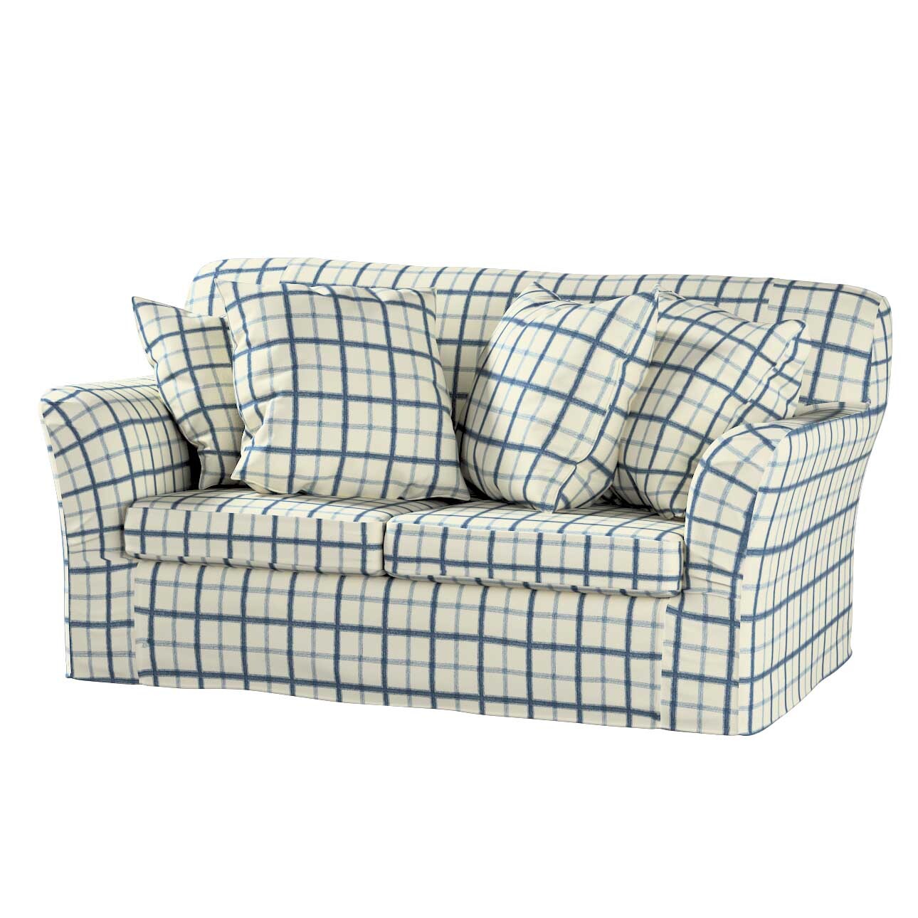 Bezug für Tomelilla 2-Sitzer Sofa nicht ausklappbar, blau-creme, Sofahusse, günstig online kaufen