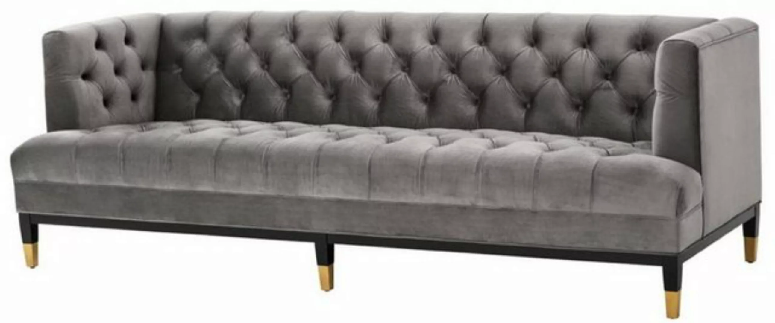 Casa Padrino Sofa Luxus Wohnzimmer Sofa Grau / Schwarz / Messingfarben 230 günstig online kaufen