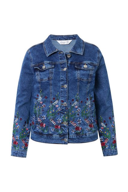 MIAMODA Sommerjacke Jeansjacke Blumen-Stickerei am Saum günstig online kaufen