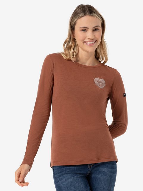 SUPER.NATURAL Langarmshirt für Damen, Merino LITTLE HEARTWOOD Herz Motiv, c günstig online kaufen