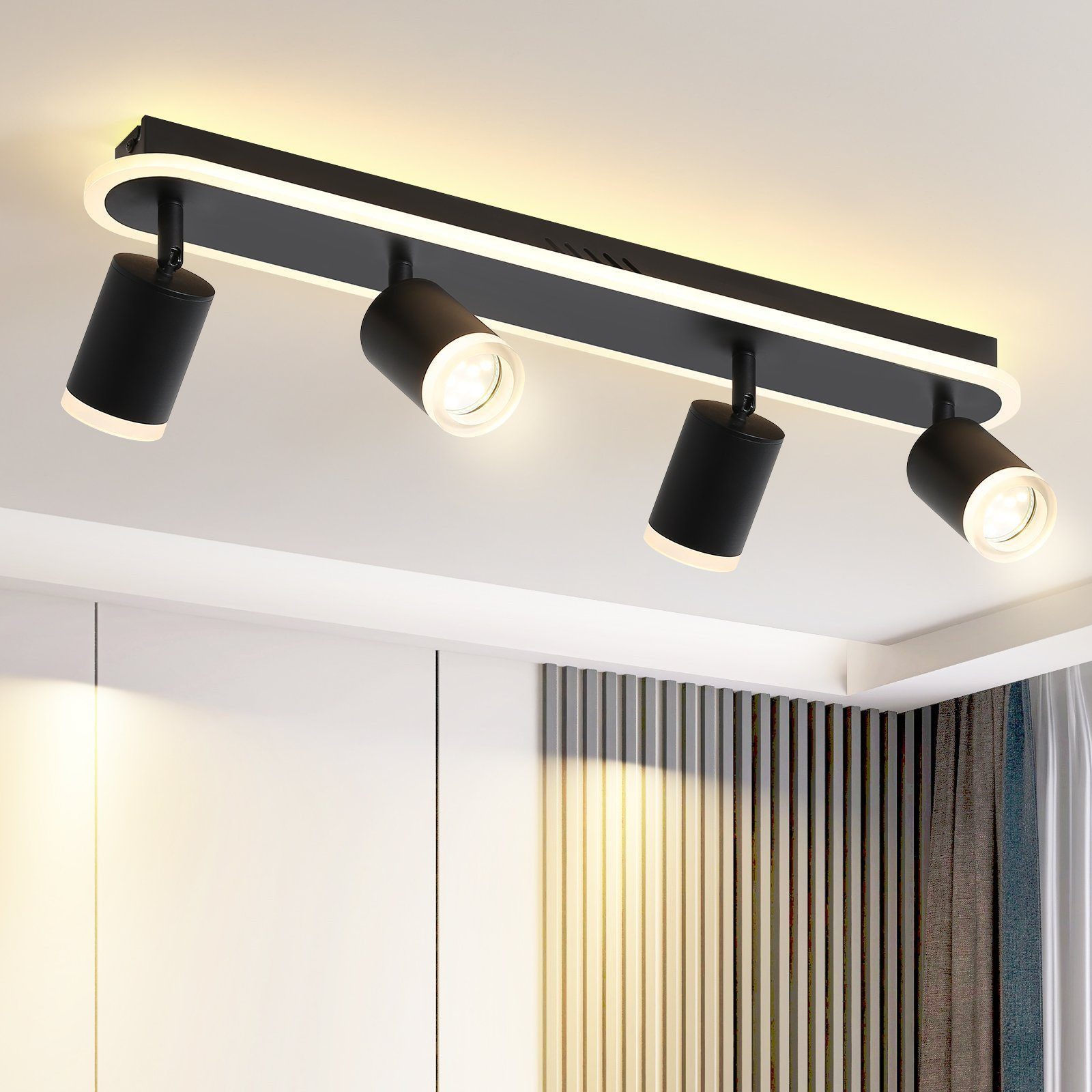 Nettlife LED Deckenstrahler Schwarz 2/3/4 Flammig günstig online kaufen