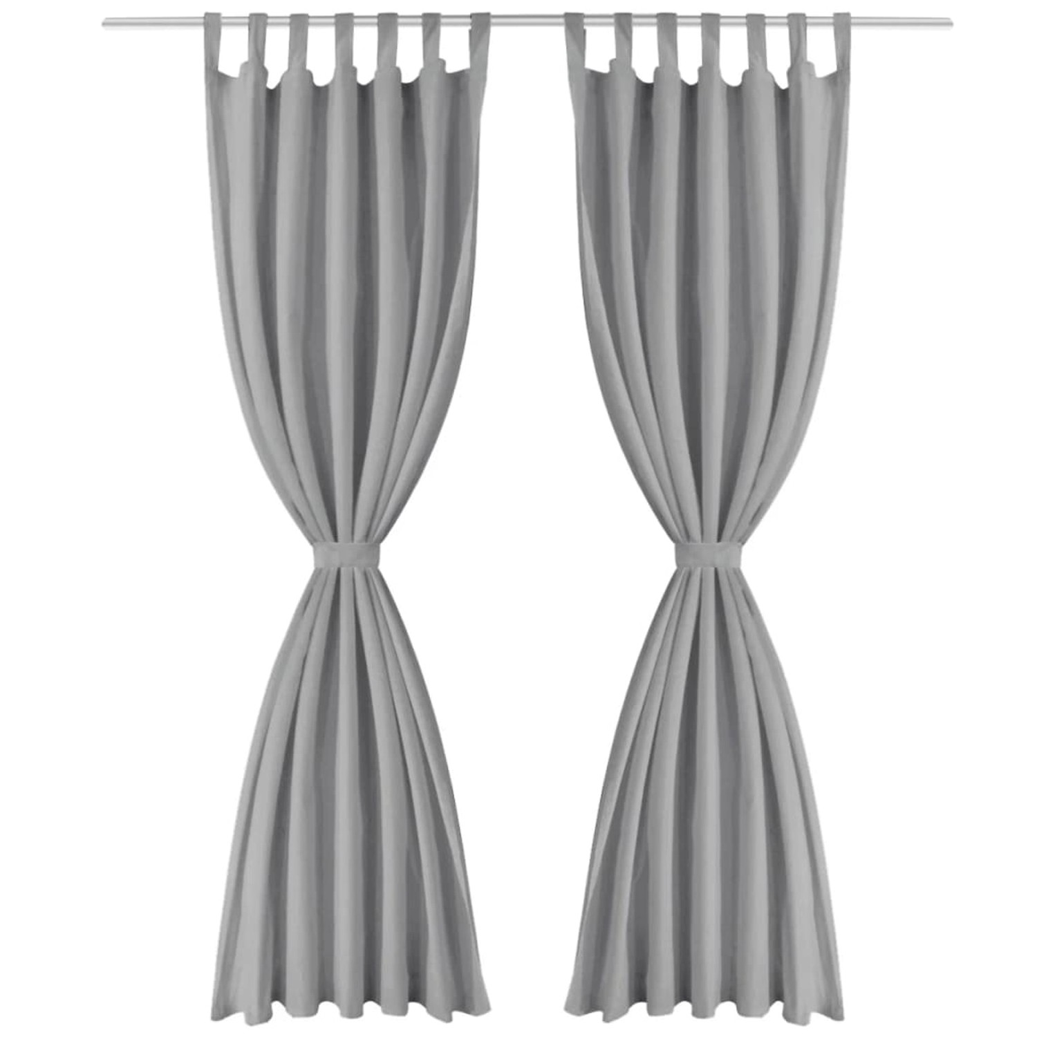 Vorhänge Aus Mikro-satin 2 Stk. Mit Schlaufen 140ã245 Cm Grau günstig online kaufen