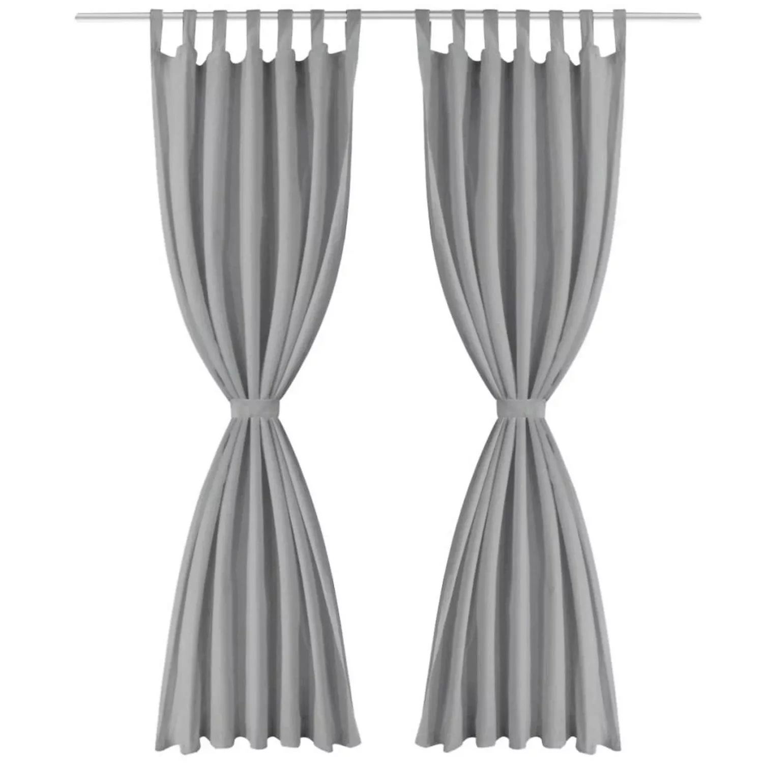 Vorhänge Aus Mikro-satin 2 Stk. Mit Schlaufen 140ã245 Cm Grau günstig online kaufen