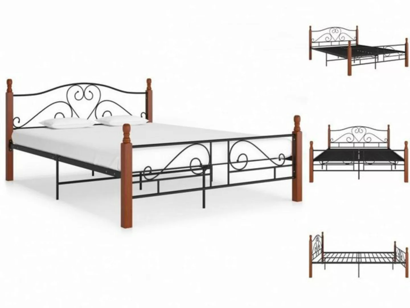 vidaXL Bettgestell Bettgestell Metallbett Schlafzimmer Schwarz Metall 160x2 günstig online kaufen