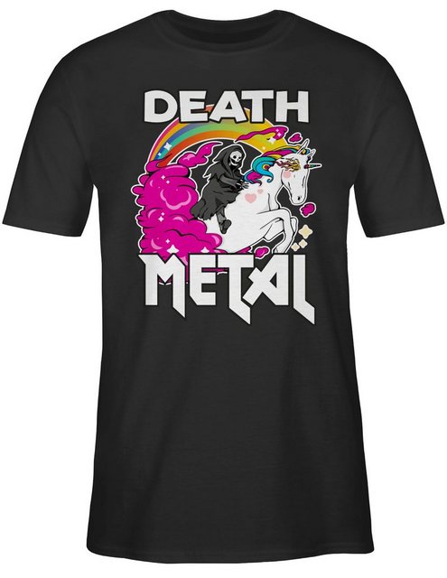 Shirtracer T-Shirt Death Metal Sensenmann auf einem Einhorn Heavy Metal Ges günstig online kaufen