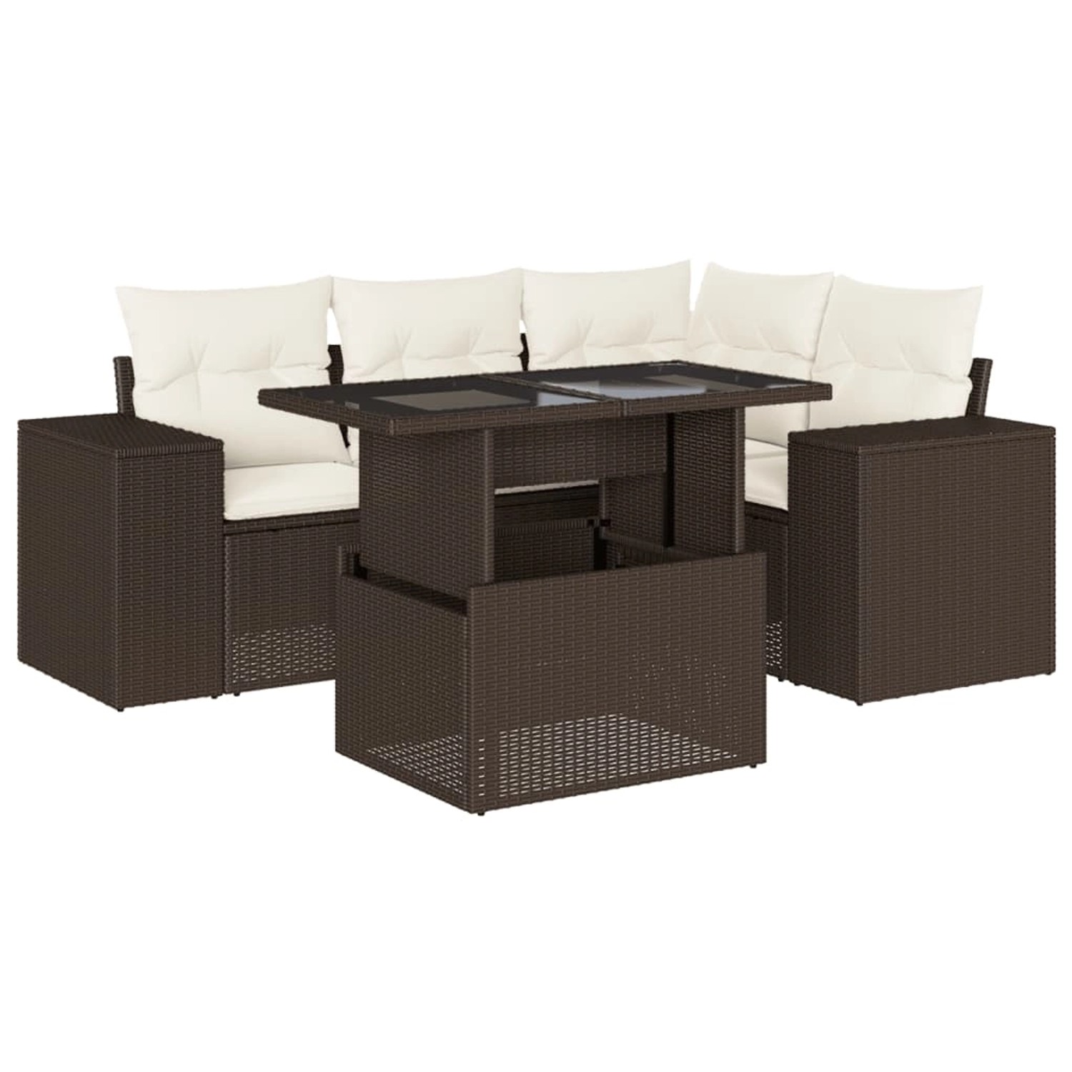 vidaXL 5-Tlg Garten-Sofagarnitur mit Kissen Braun Poly Rattan 3269143 günstig online kaufen