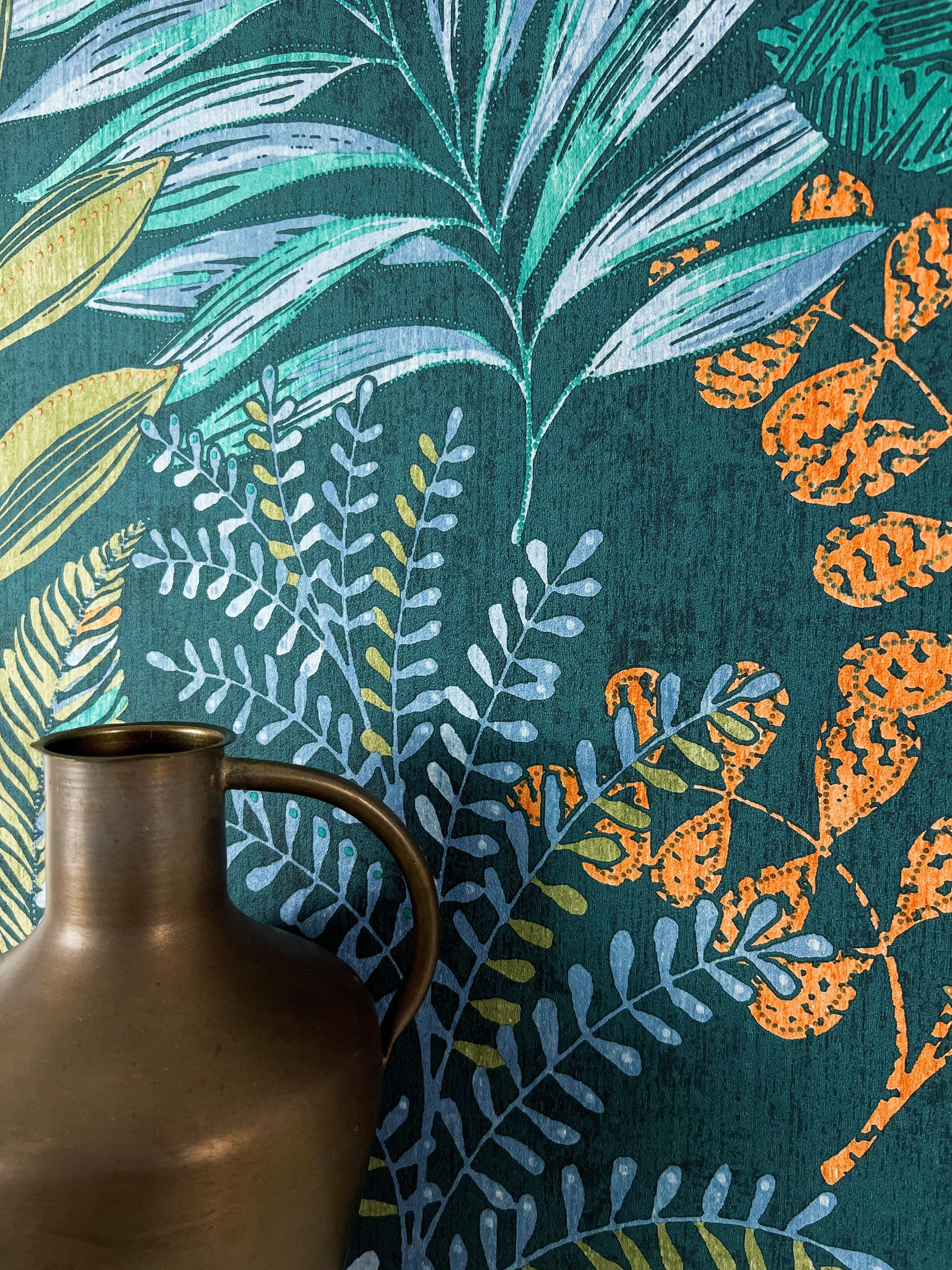Newroom Vliestapete, Petrol Tapete Modern Dschungel günstig online kaufen