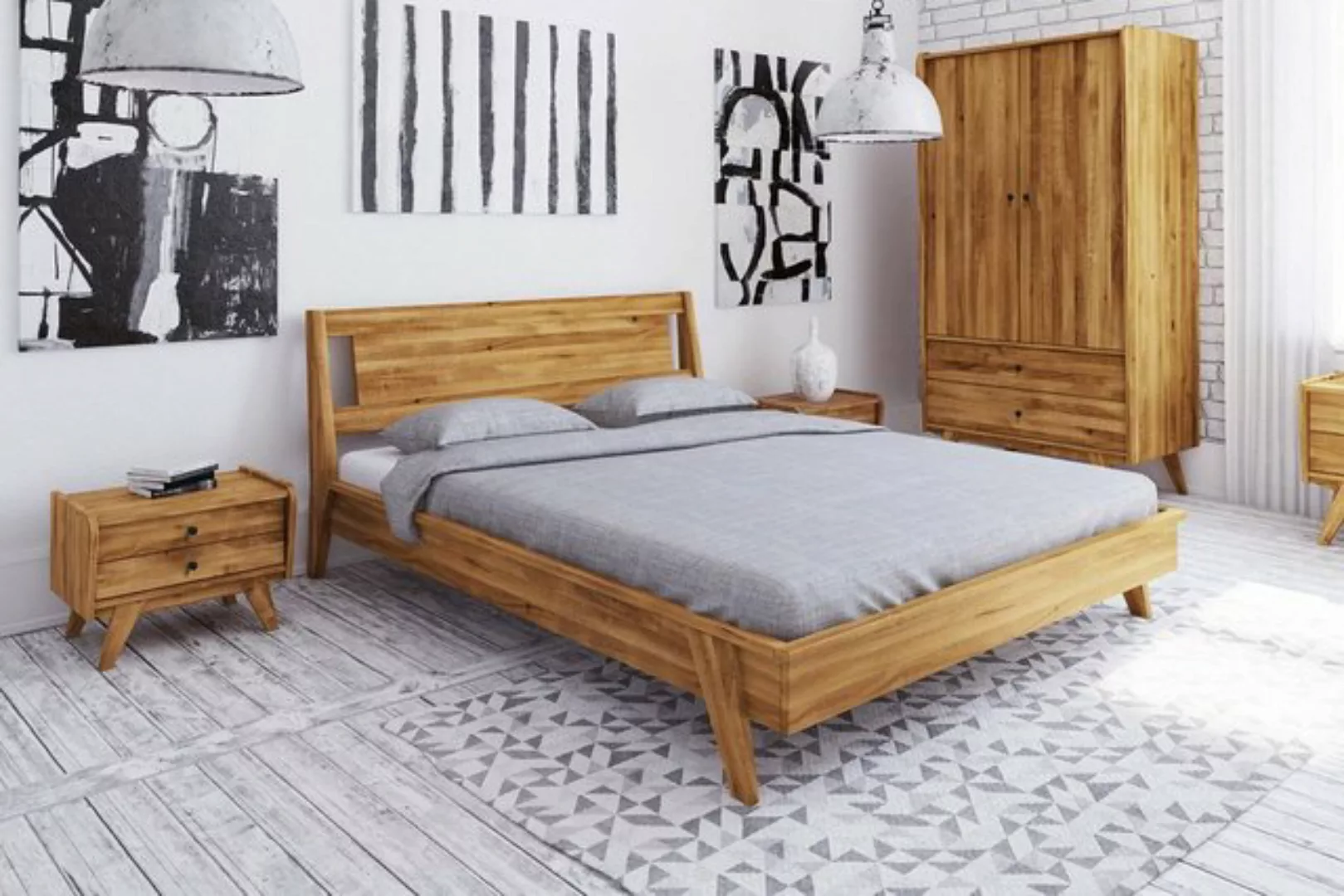 Natur24 Bett Bett Jetro 2 Sonderl. 180x220 Kernbuche massiv Holzkopfteil Ho günstig online kaufen