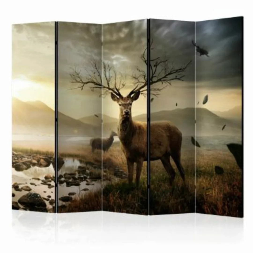 artgeist Paravent Deers by mountain stream II [Room Dividers] grau/braun Gr günstig online kaufen