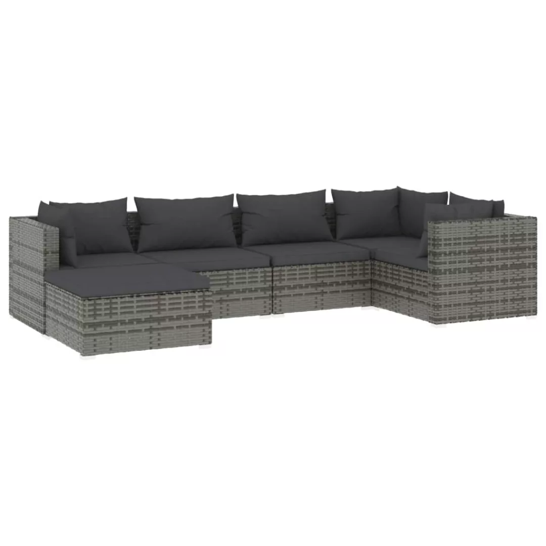 Vidaxl 6-tlg. Garten-lounge-set Mit Kissen Poly Rattan Grau günstig online kaufen