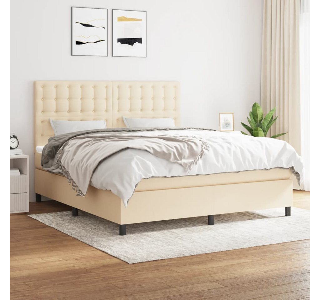 vidaXL Boxspringbett Boxspringbett mit Matratze Creme 180x200 cm Stoff Bett günstig online kaufen