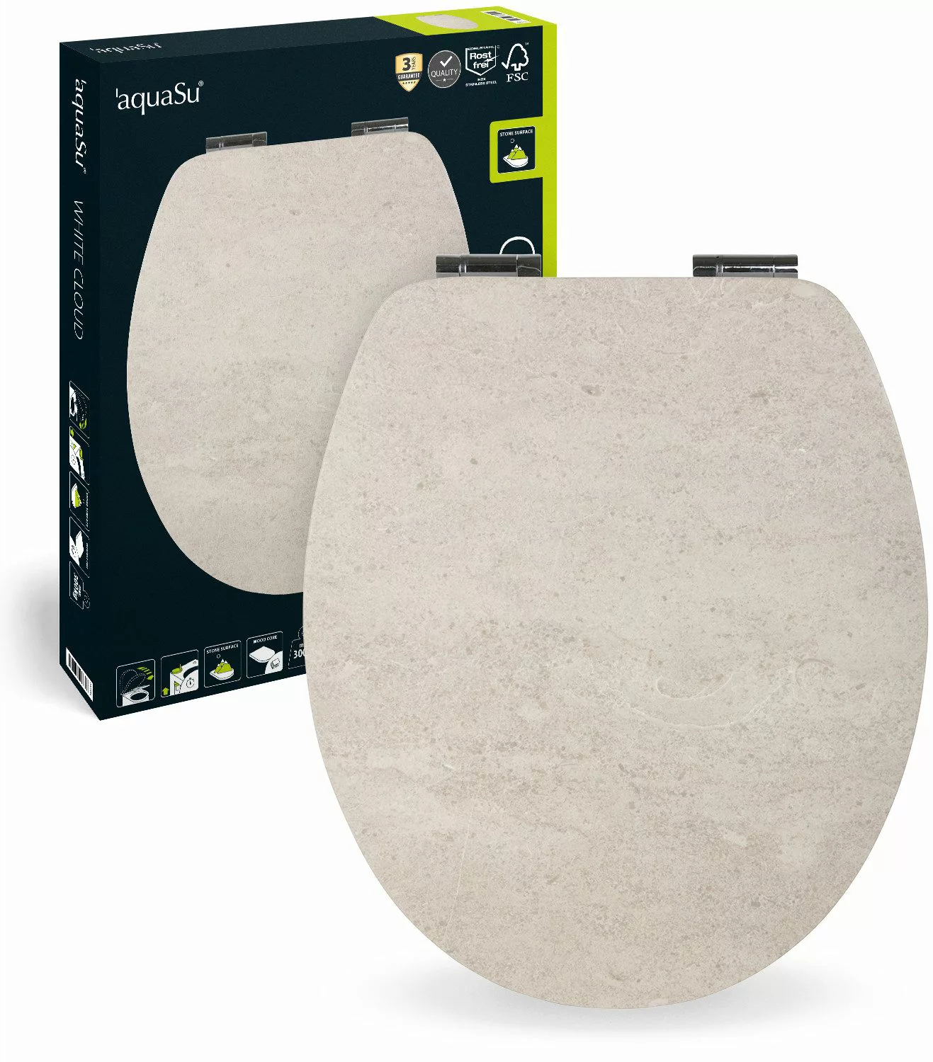 Sitzplatz WC-Sitz Echtstein Sitze, Dekor White günstig online kaufen