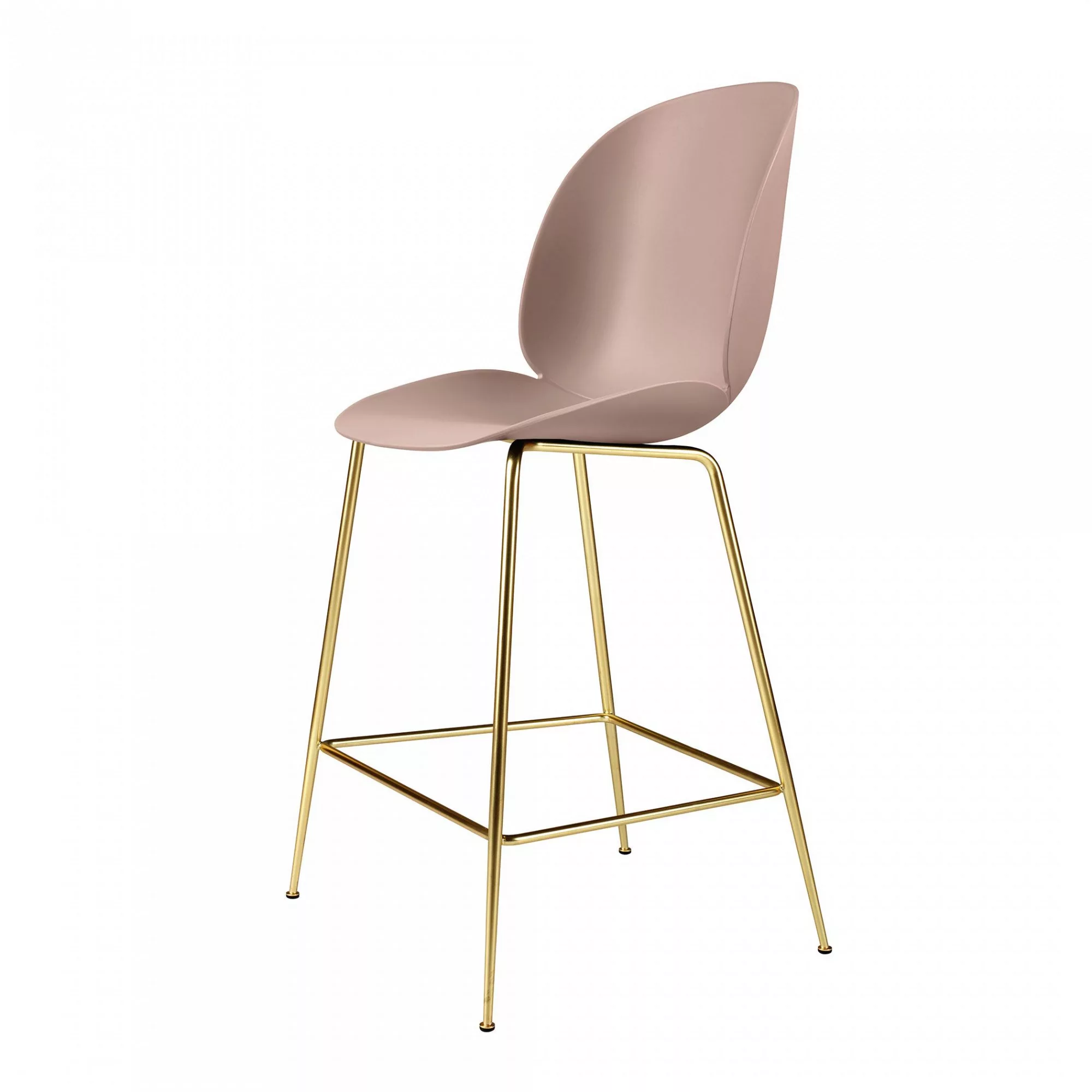 Gubi - Beetle Counter Chair Gestell Messing 108cm - süßes pink/Sitz Polypro günstig online kaufen
