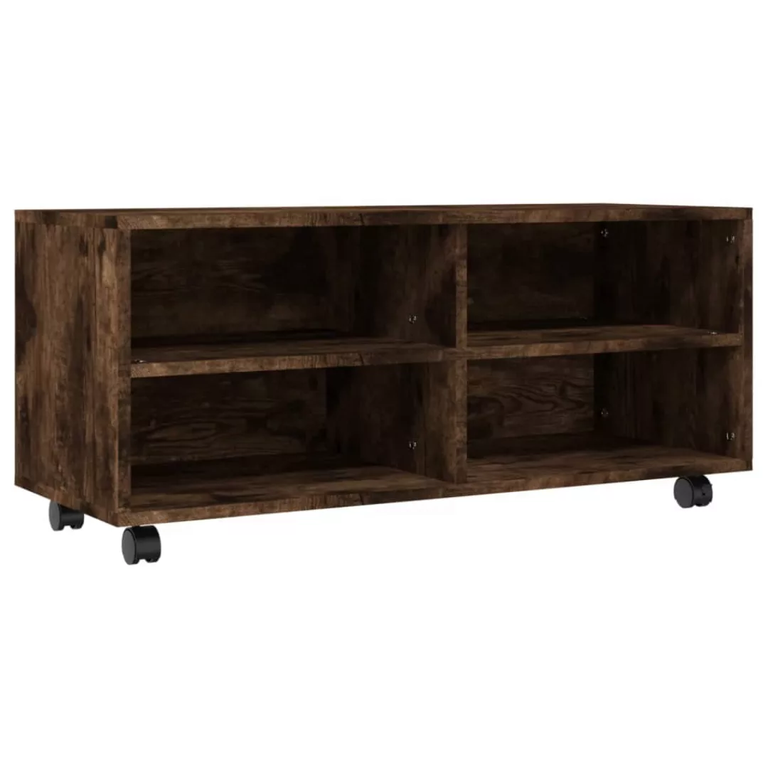 Vidaxl Tv-schrank Mit Rollen Räuchereiche 90x35x35 Cm Holzwerkstoff günstig online kaufen