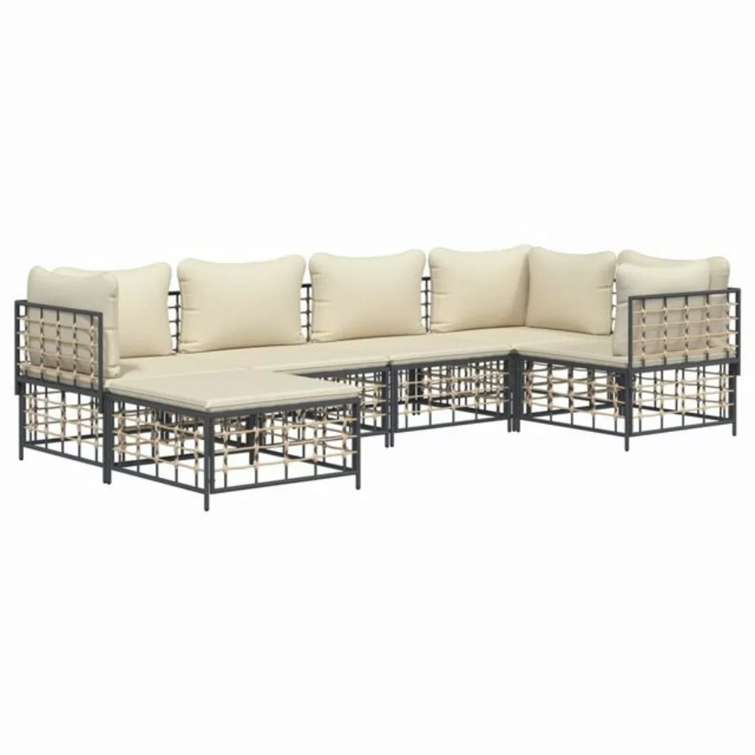 Vidaxl 6-tlg. Garten-lounge-set Mit Kissen Anthrazit Poly Rattan günstig online kaufen