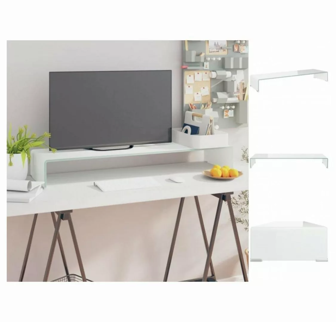 vidaXL TV-Schrank TV-Tisch Bildschirmerhöhung Glas Weiß 100 x 30 x 13 cm günstig online kaufen