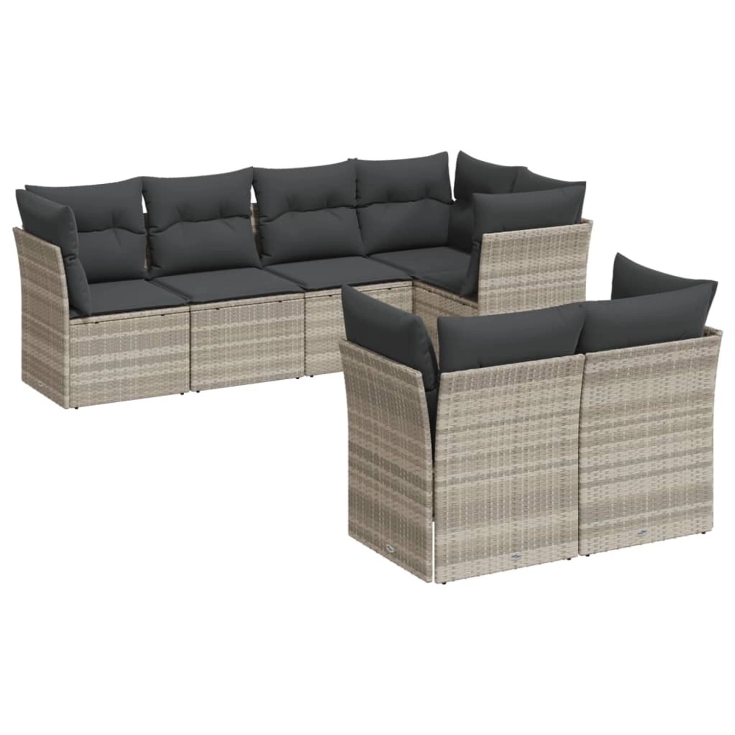 vidaXL 7-Tlg Garten-Sofagarnitur mit Kissen Hellgrau Poly Rattan 3217902 günstig online kaufen