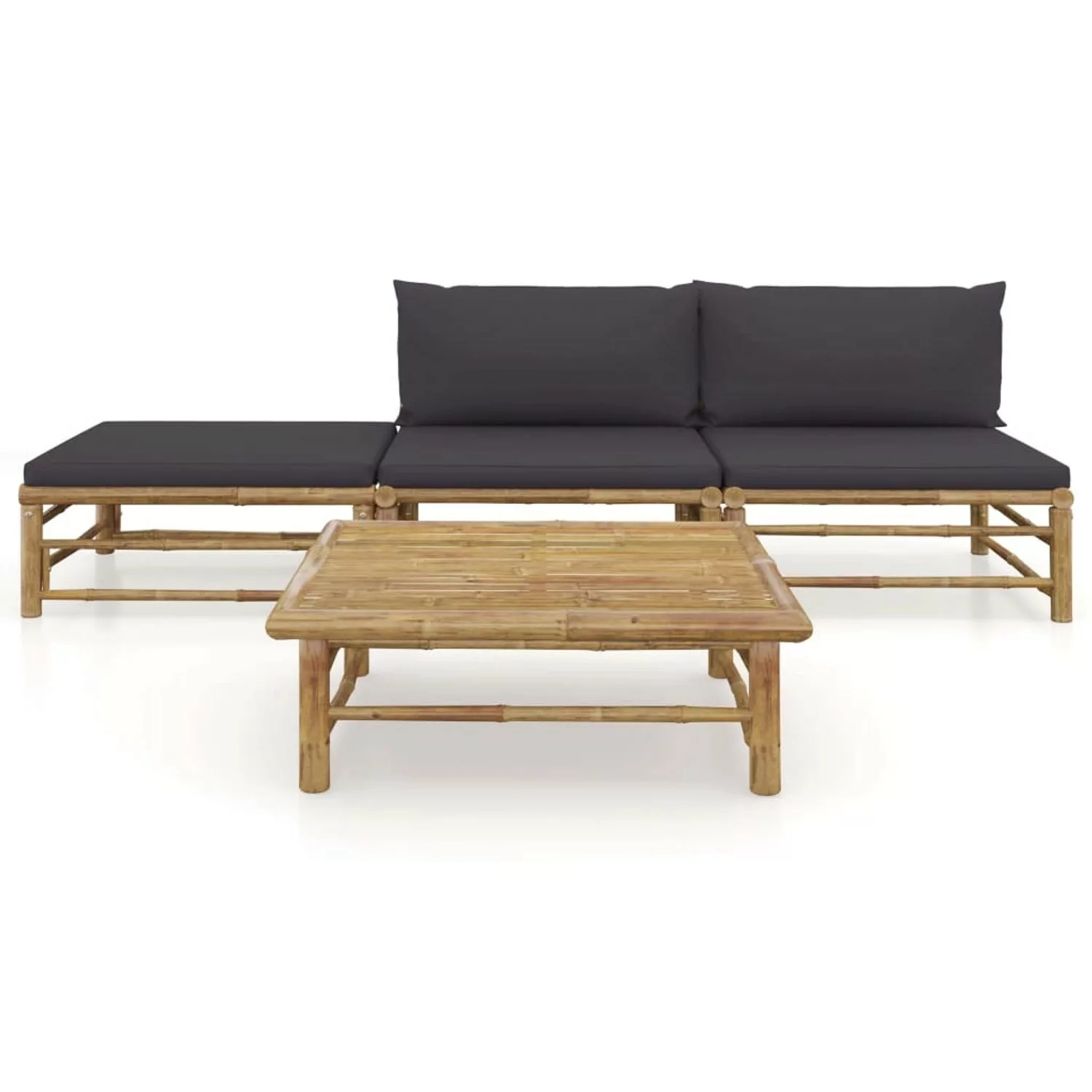 vidaXL 4-tlg Garten-Lounge-Set mit Dunkelgrauen Kissen Bambus Modell 3 günstig online kaufen