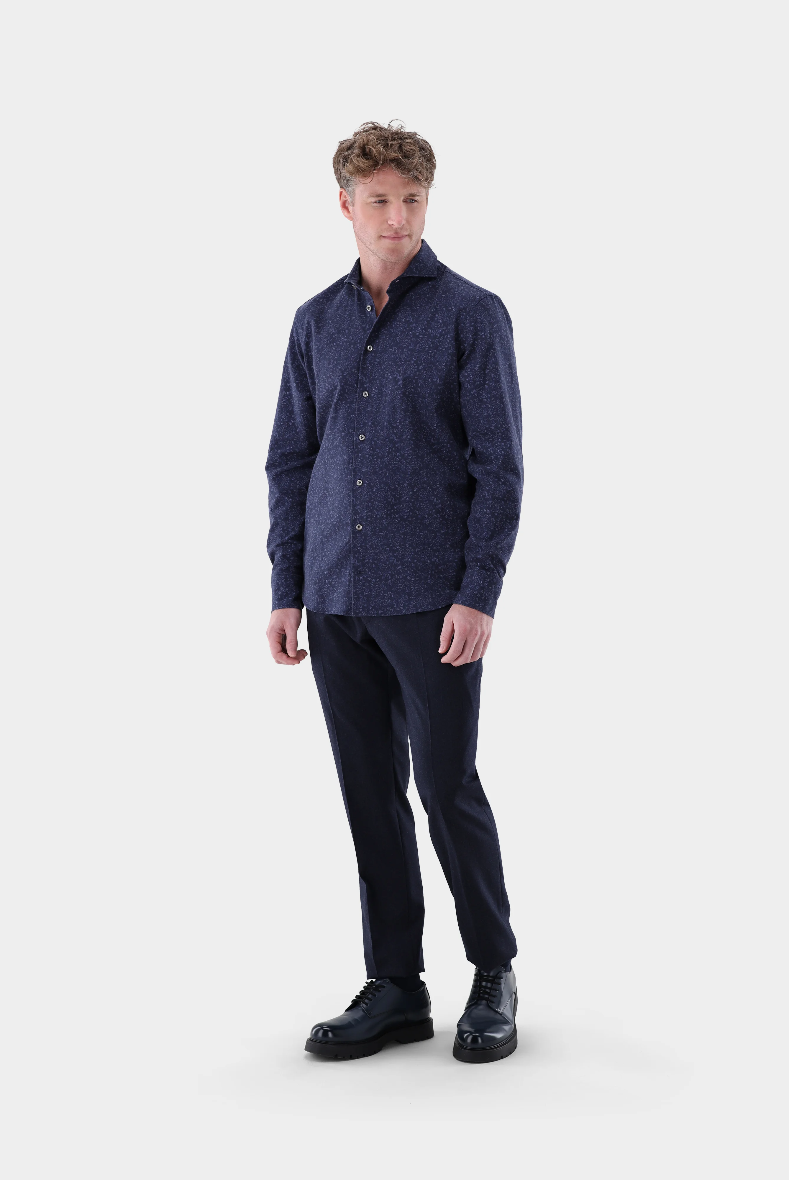 Flanellhemd mit Druck Tailor Fit günstig online kaufen