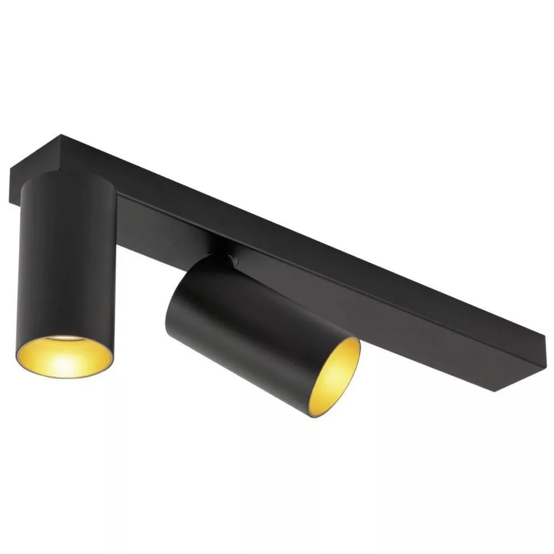 Deckenleuchte Kami in Schwarz-matt und Gold GU10 2-flammig 400mm günstig online kaufen