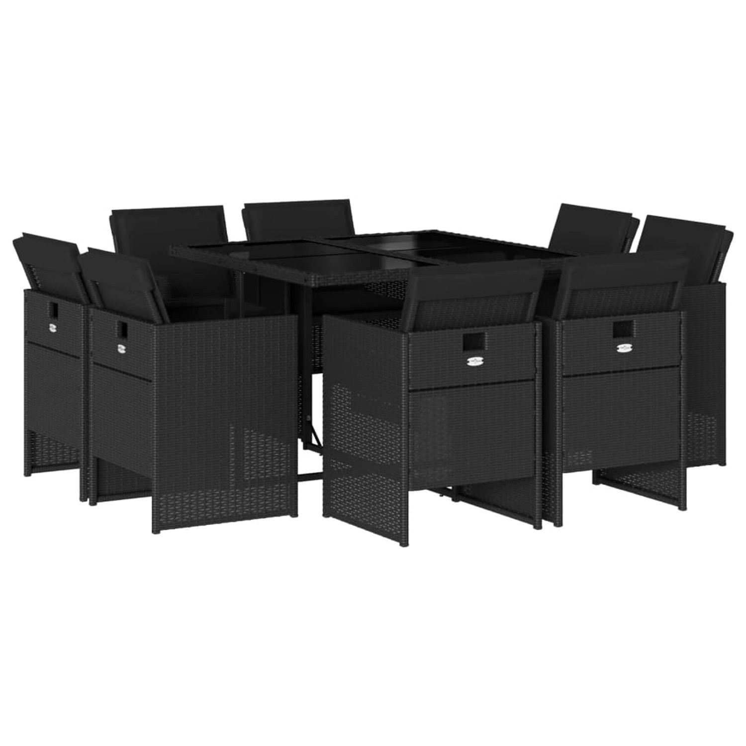 vidaXL 9-Tlg Garten-Essgruppe mit Kissen Schwarz Poly Rattan 3210655 günstig online kaufen