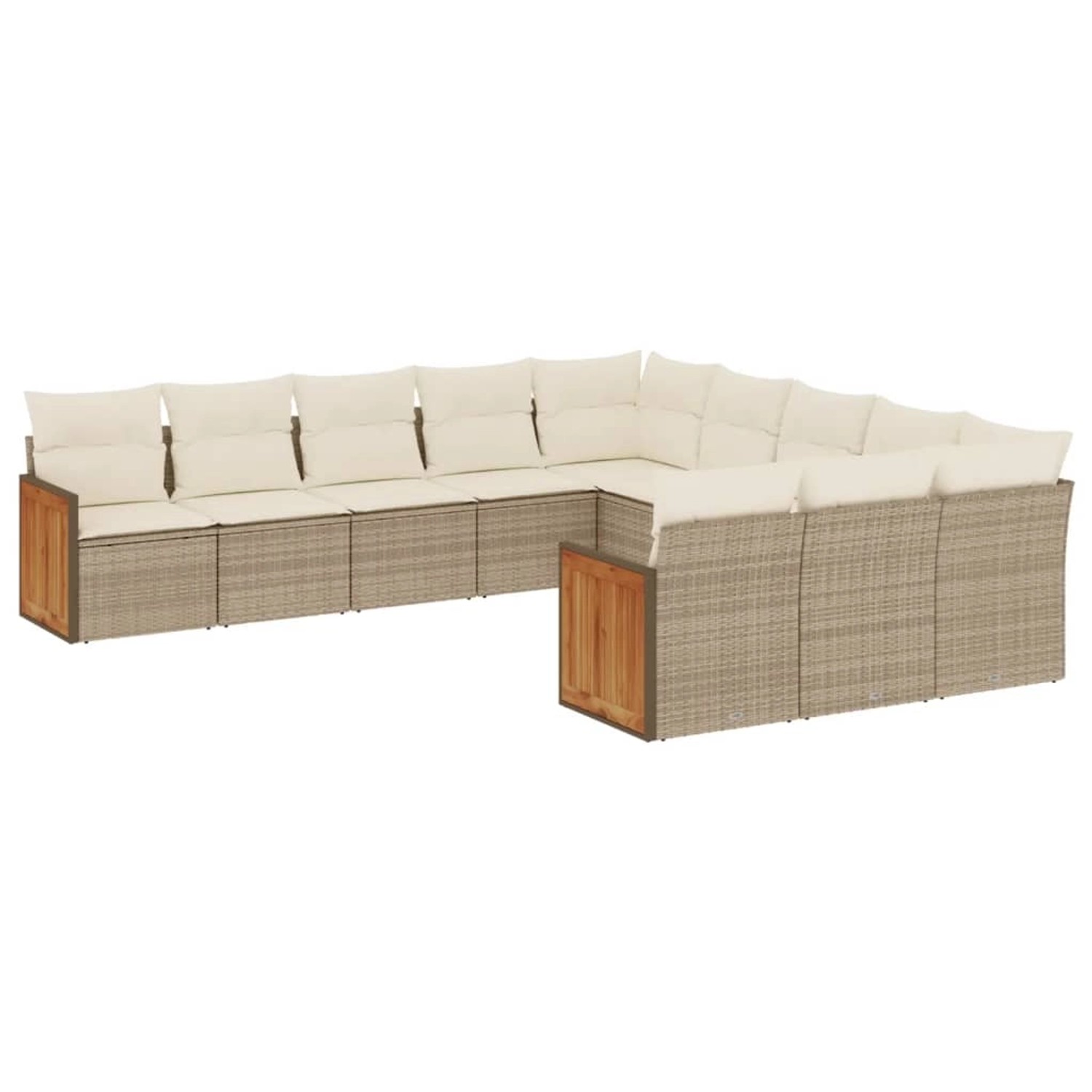 vidaXL 11-Tlg Garten-Sofagarnitur mit Kissen Beige Poly Rattan 3228109 günstig online kaufen