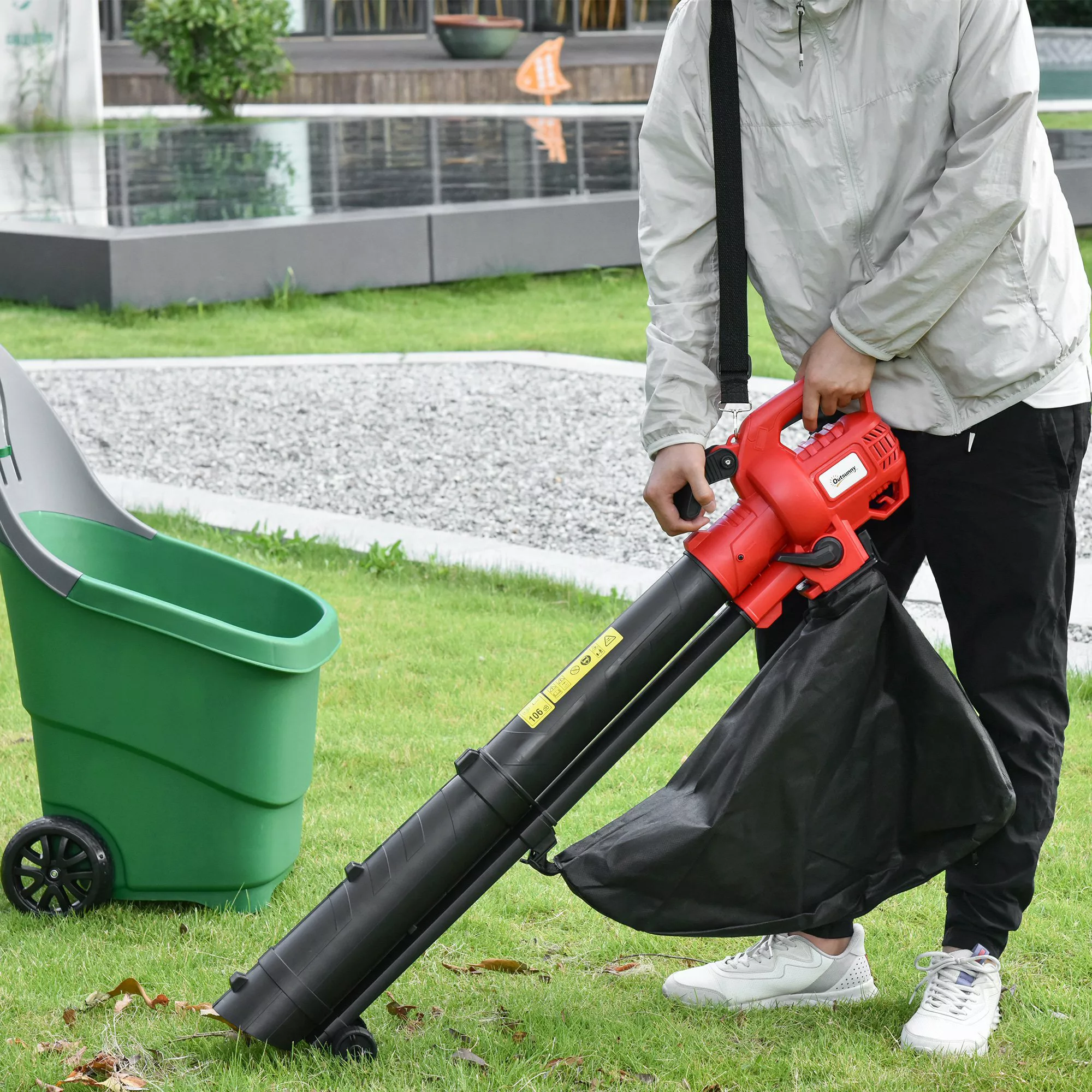 Outsunny 3-In-1 Elektro Laubsauger 3000 W Laubbläser mit 45-Liter Fangsack, günstig online kaufen