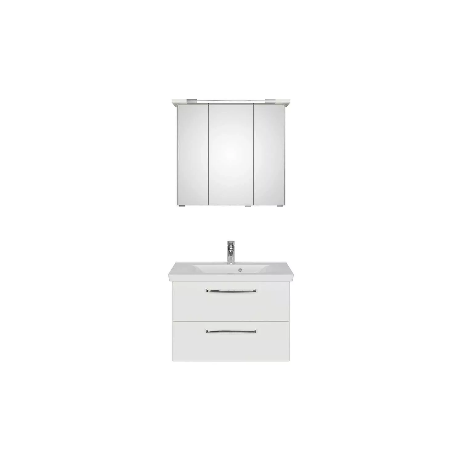 Waschplatz Set Badezimmer mit Mineralmarmor Waschbecken TRENTO-66 in weiß G günstig online kaufen