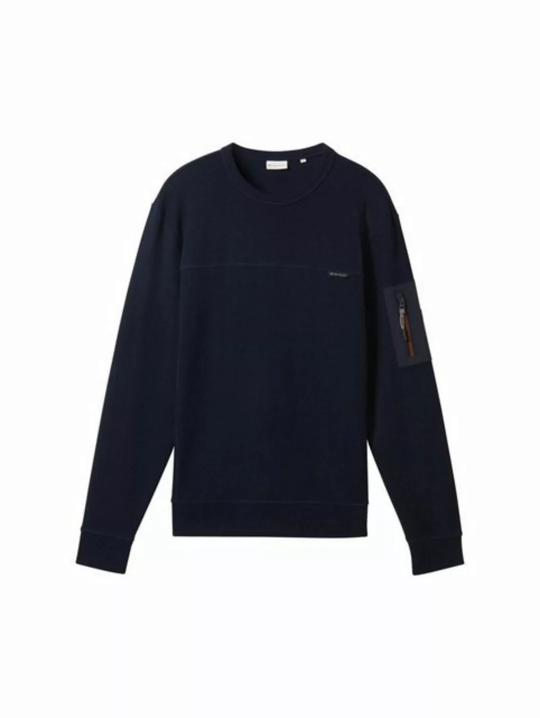 TOM TAILOR Sweatshirt structured c-neck sweatshirt, sky captain blue günstig online kaufen