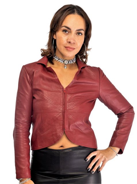 Be Noble Lederjacke Jenni rot Stehkragen, Knopfleiste an den Ärmeln günstig online kaufen