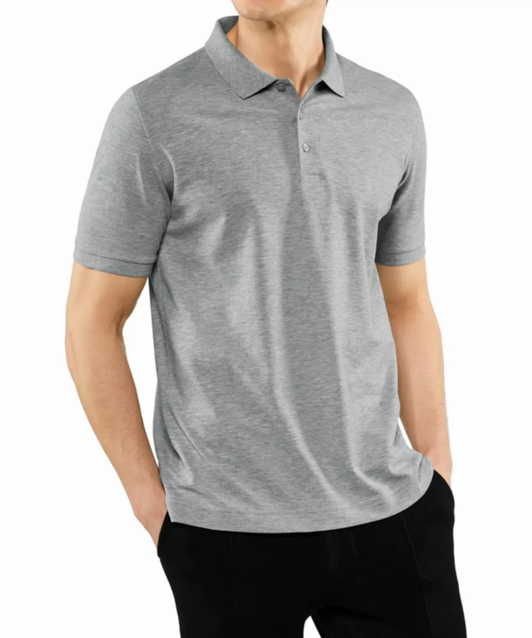 FALKE Polo Shirt Polo, Herren, M, Grau, Struktur, Baumwolle, 62101-340003 günstig online kaufen