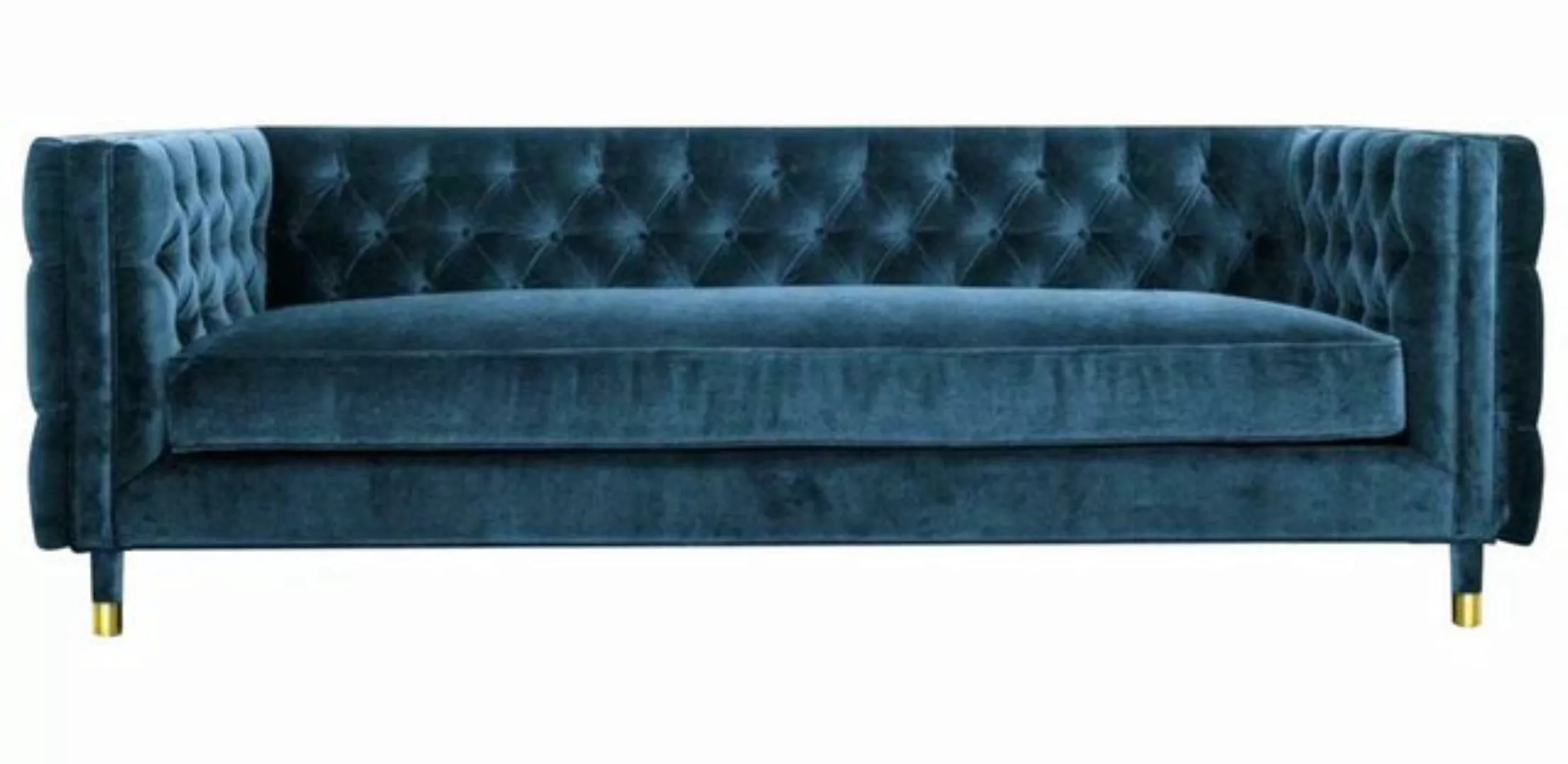 JVmoebel Chesterfield-Sofa, Luxus Blaue Chesterfield Samt Dreisitzer Polste günstig online kaufen