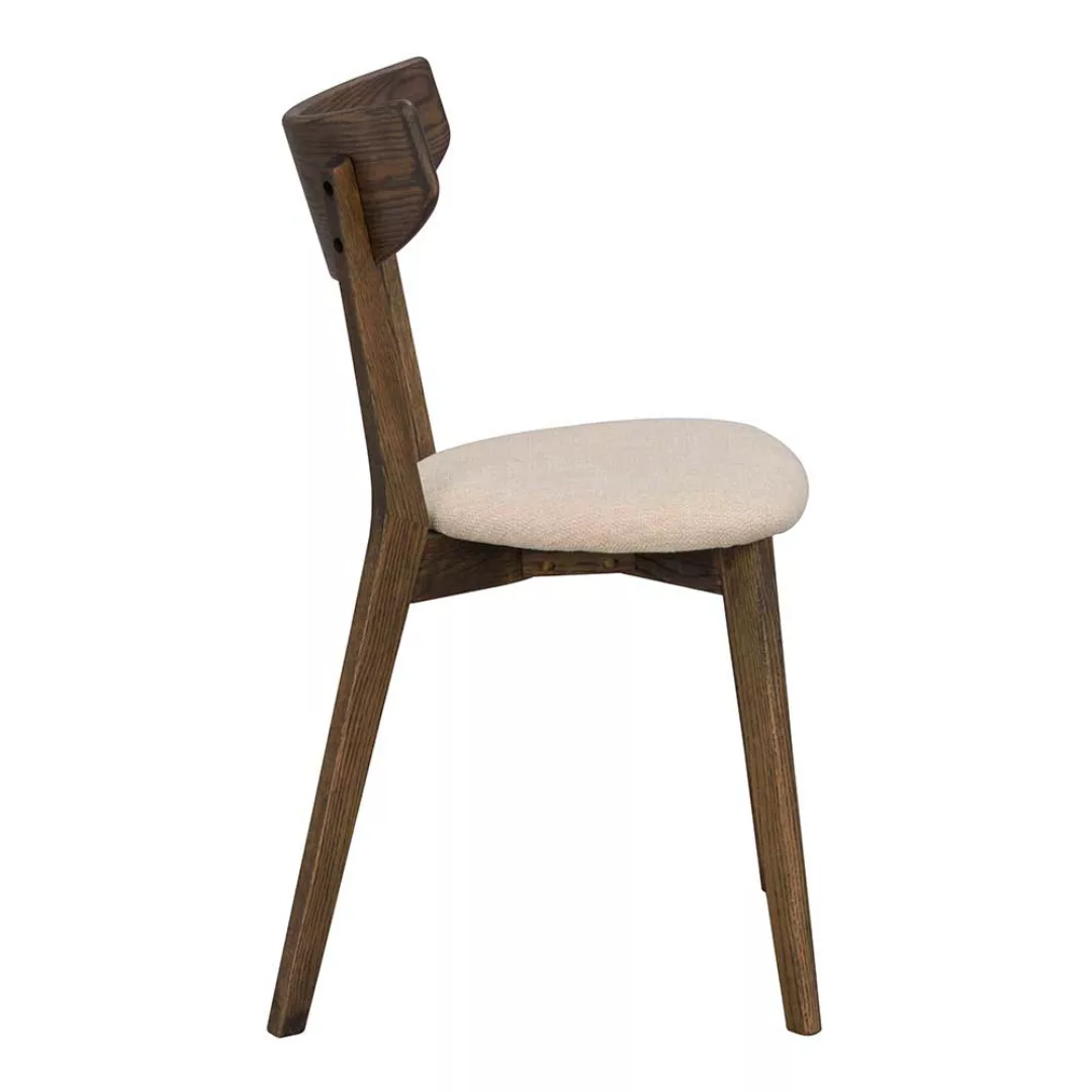 Massivholz Stühle in Eiche dunkel Webstoff Beige (2er Set) günstig online kaufen