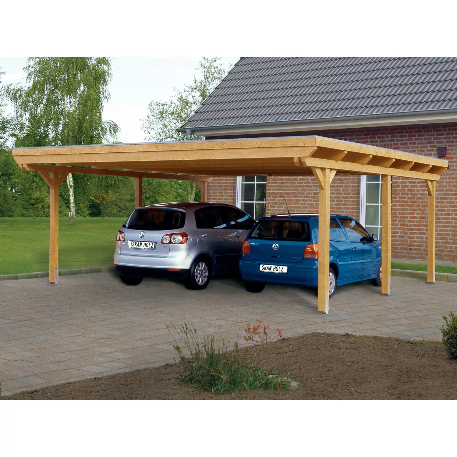 Skan Holz Carport Emsland 613 cm x 604 cm Natur günstig online kaufen