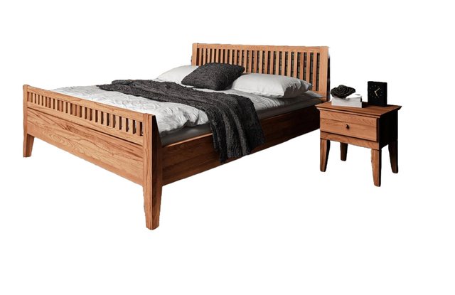 Natur24 Einzelbett Bett Sydo 2 Sonderlänge 80x220 Kernbuche Holzkopfteil ho günstig online kaufen